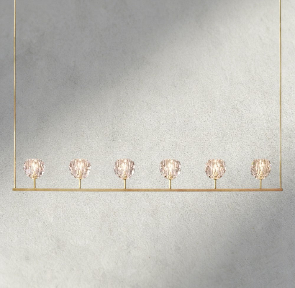 60" / Brass Boule De Cristal Clear Glass Linear Chandelier 48", 60"