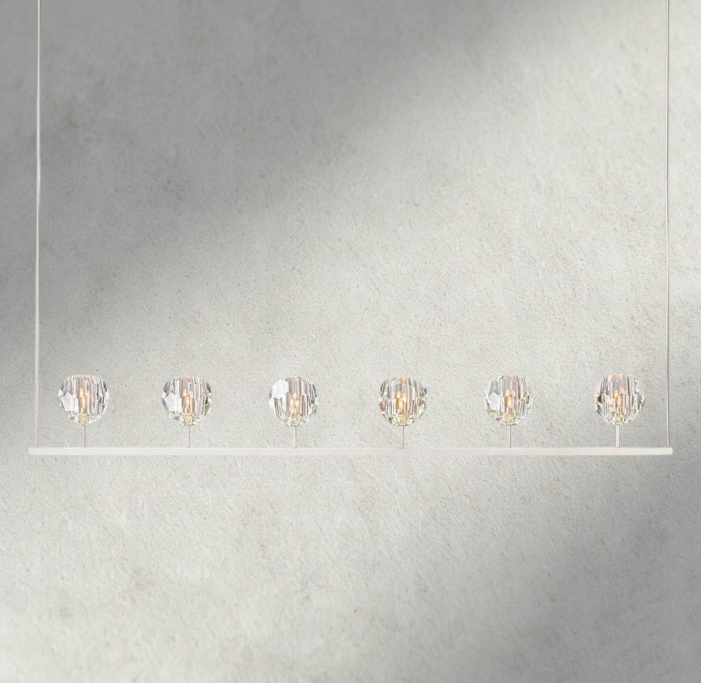 60" / Nickle Boule De Cristal Clear Glass Linear Chandelier 48", 60"
