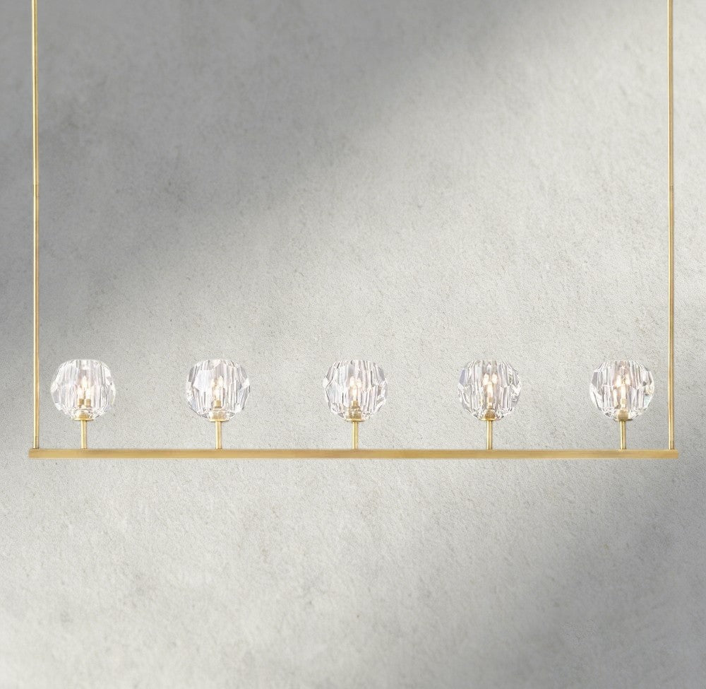 48" / Brass Boule De Cristal Clear Glass Linear Chandelier 48", 60"
