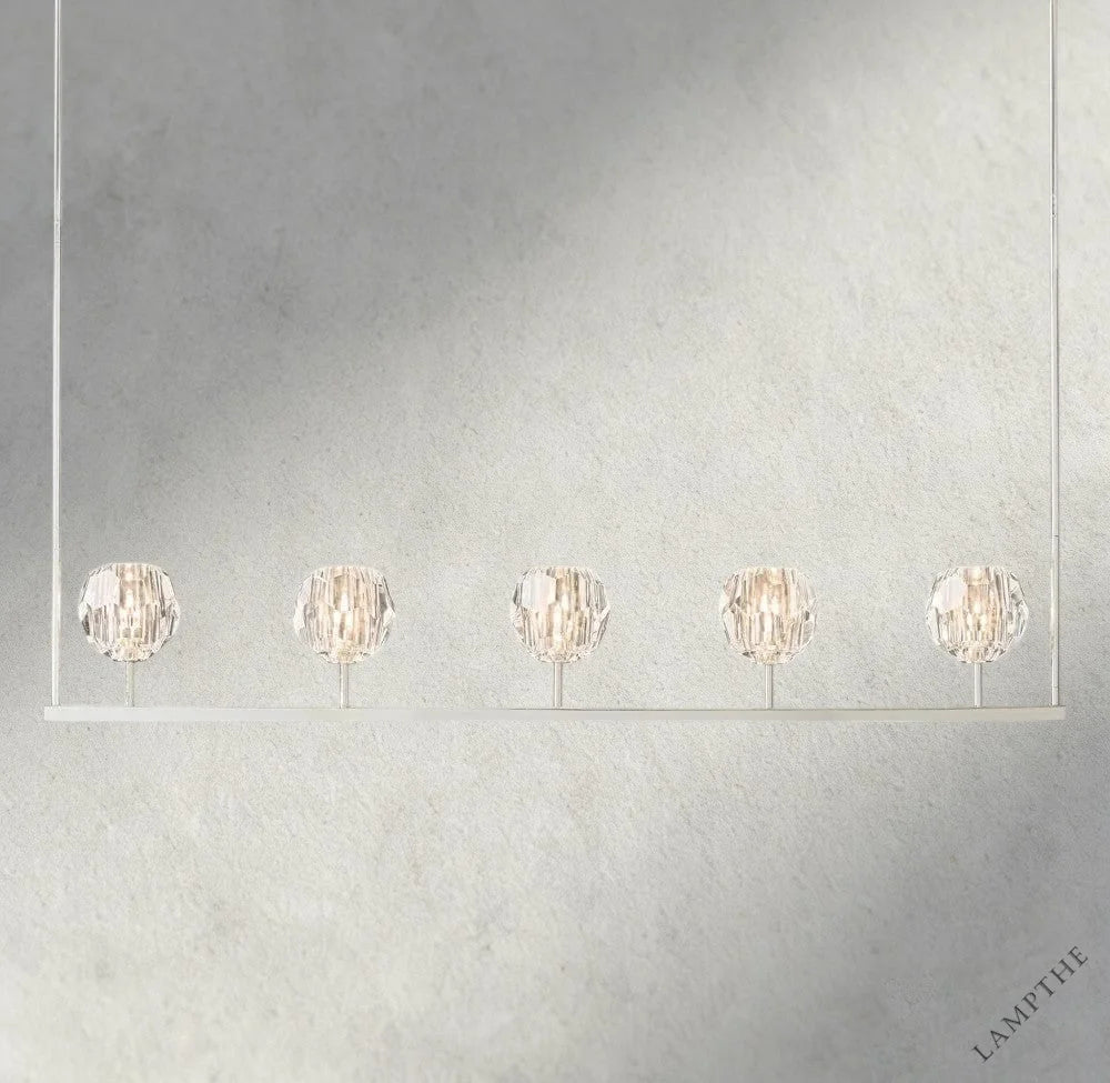48" / Nickle Boule De Cristal Clear Glass Linear Chandelier 48", 60"