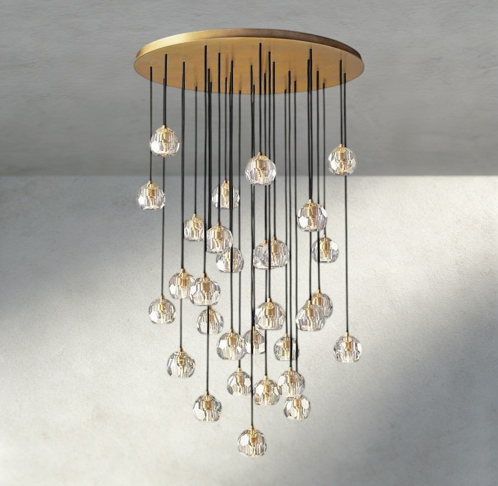 40" / Clear / Brass Boule De Cristal Clear/ Smoke Glass Round Cluster Chandelier 14", 19", 24", 30", 40"