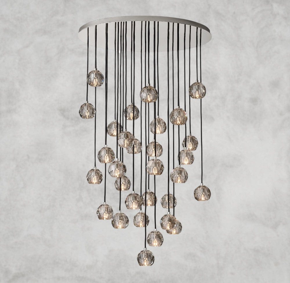 40" / Smoke / Nickle Boule De Cristal Clear/ Smoke Glass Round Cluster Chandelier 14", 19", 24", 30", 40"