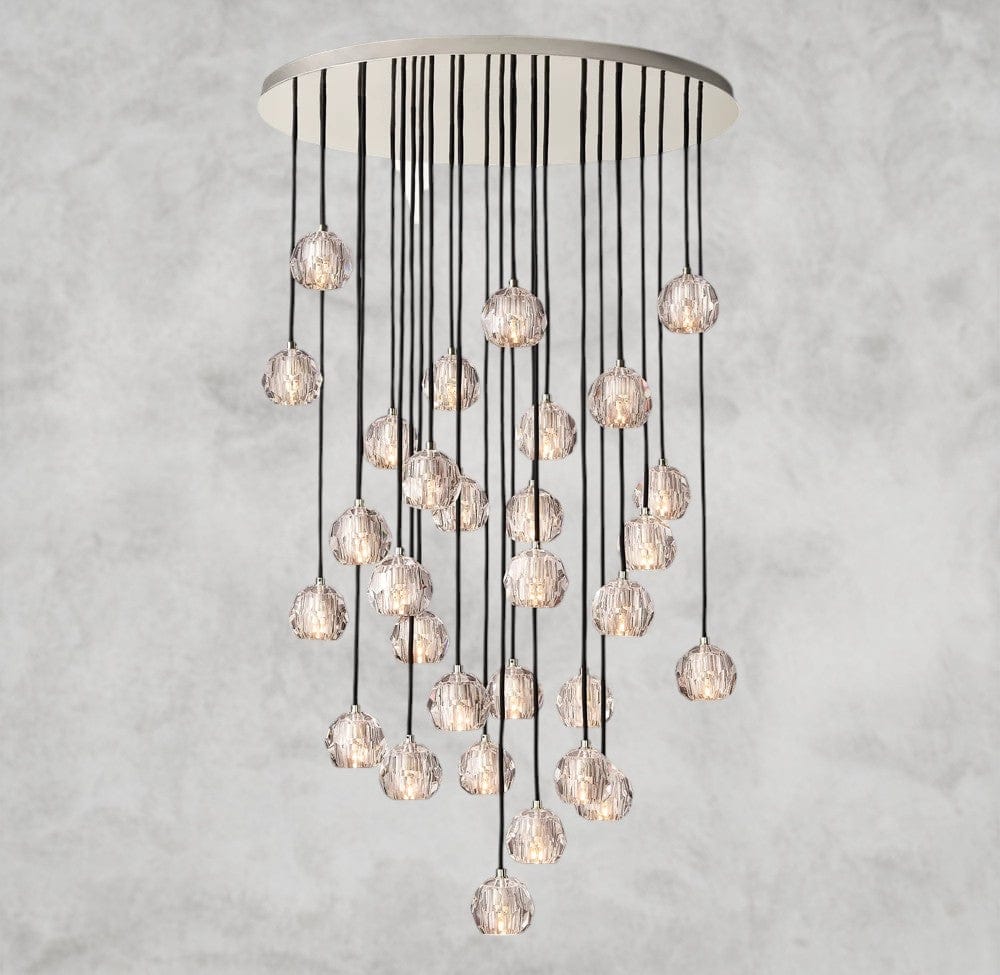 40" / Clear / Nickle Boule De Cristal Clear/ Smoke Glass Round Cluster Chandelier 14", 19", 24", 30", 40"