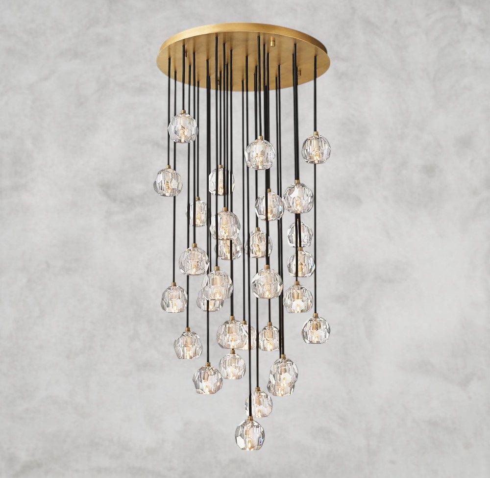 30" / Clear / Brass Boule De Cristal Clear/ Smoke Glass Round Cluster Chandelier 14", 19", 24", 30", 40"