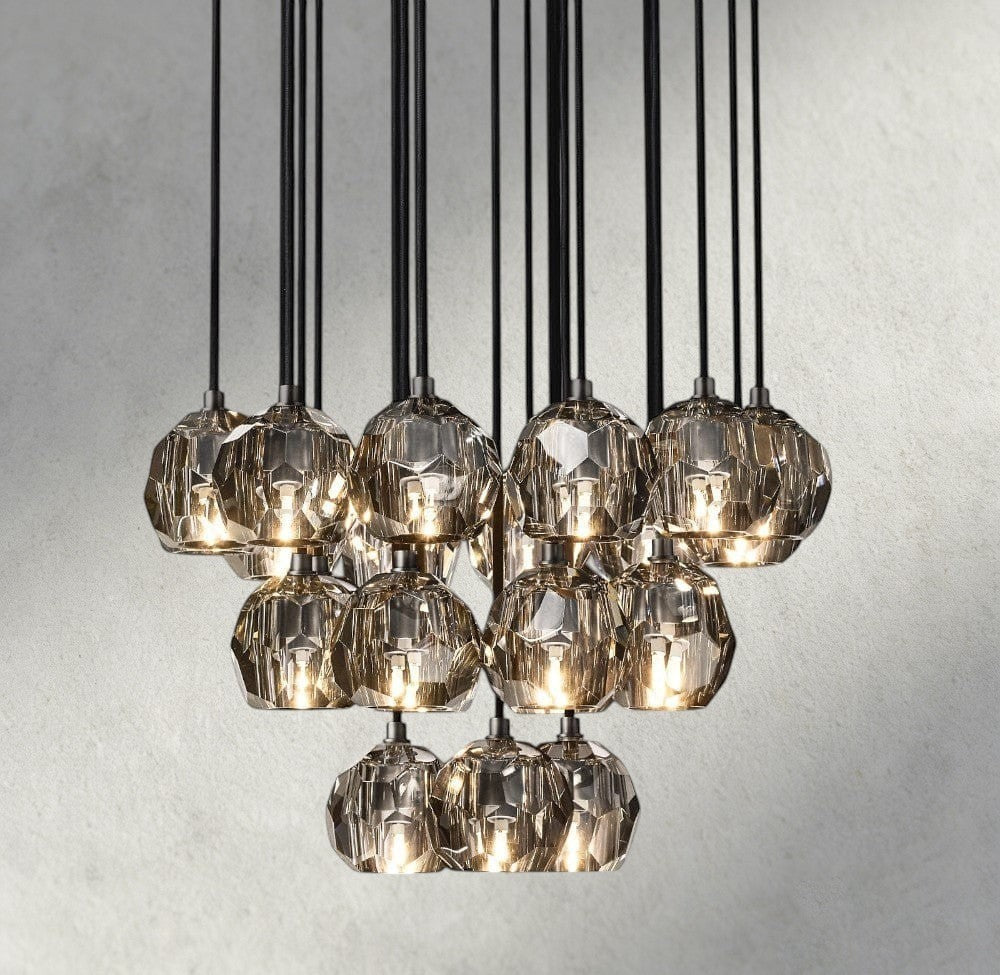 24" / Smoke / Bronze Boule De Cristal Clear/ Smoke Glass Round Cluster Chandelier 14", 19", 24", 30", 40"