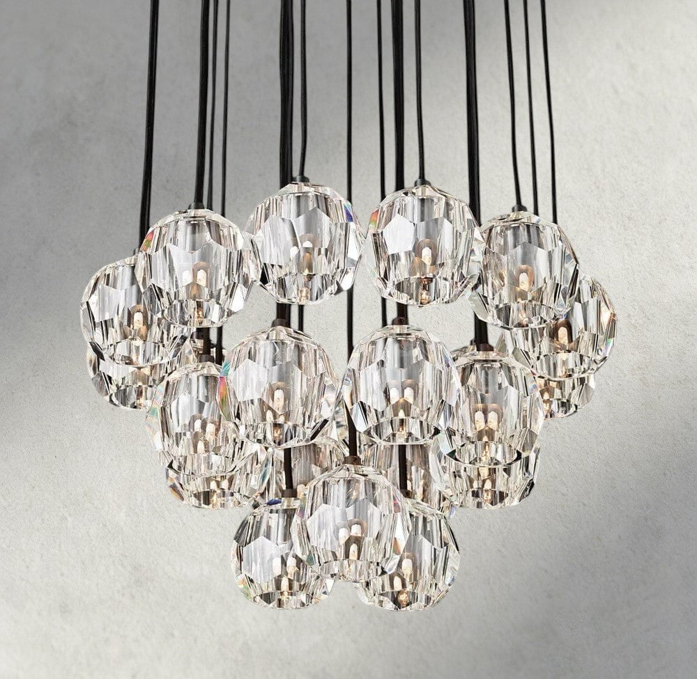 24" / Clear / Bronze Boule De Cristal Clear/ Smoke Glass Round Cluster Chandelier 14", 19", 24", 30", 40"