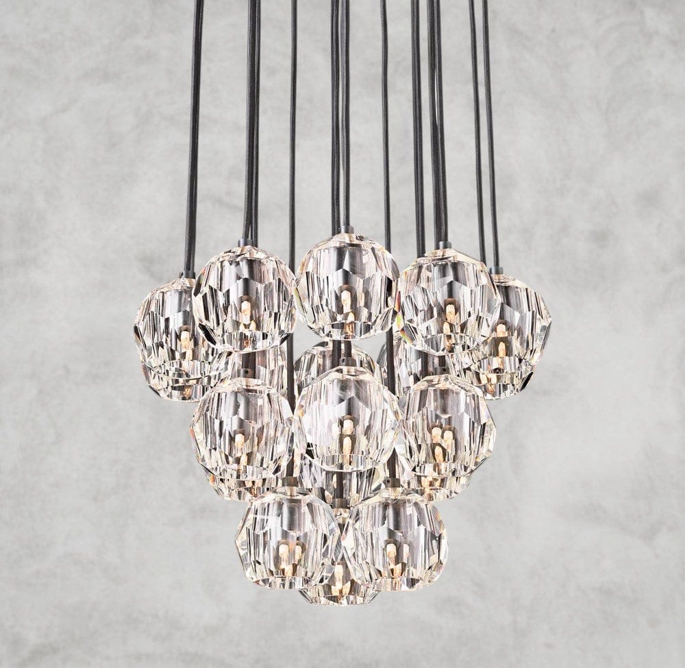 19" / Clear / Bronze Boule De Cristal Clear/ Smoke Glass Round Cluster Chandelier 14", 19", 24", 30", 40"