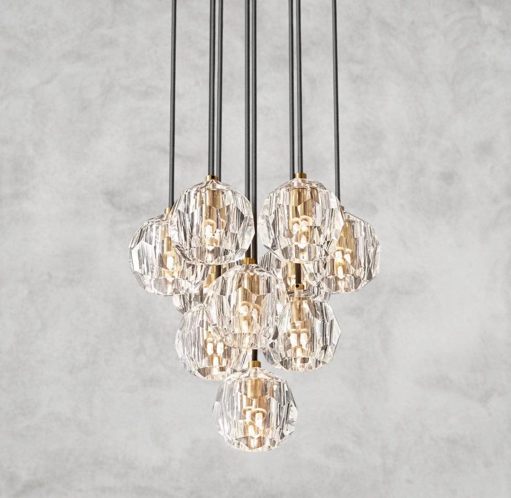 14" / Clear / Brass Boule De Cristal Clear/ Smoke Glass Round Cluster Chandelier 14", 19", 24", 30", 40"