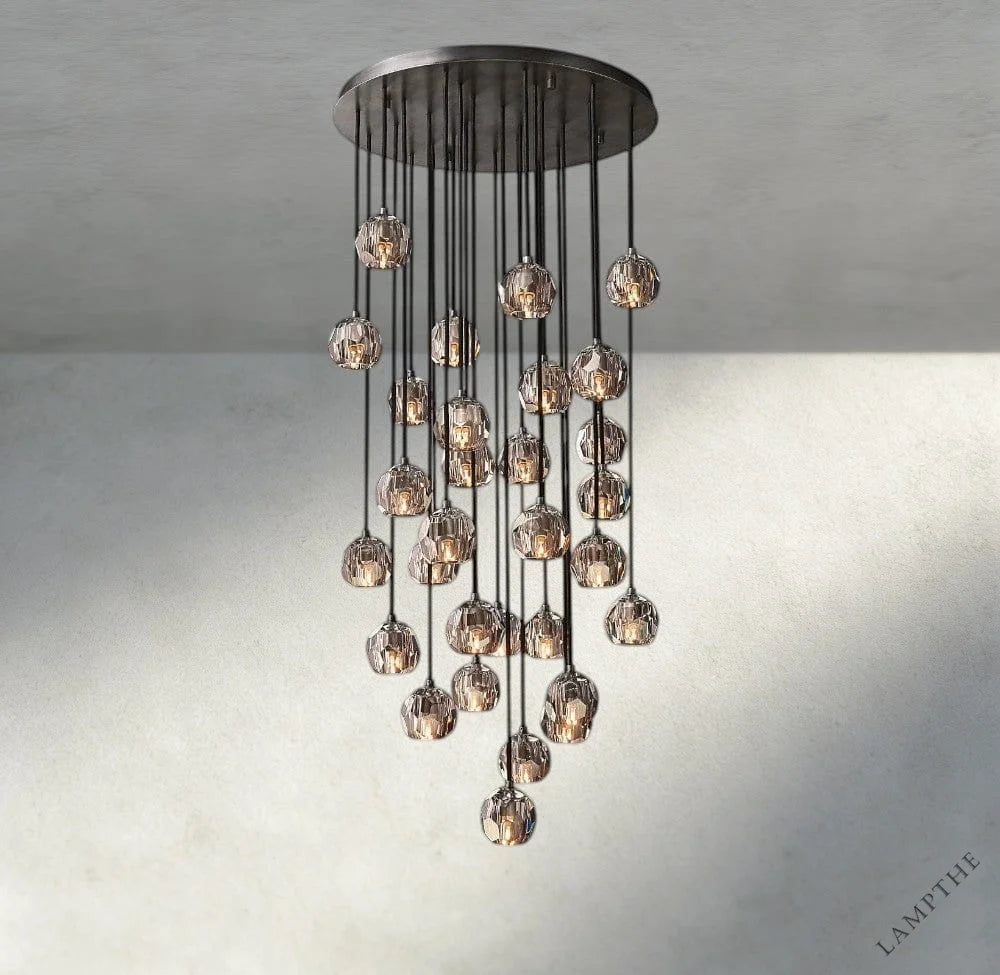 30" / Smoke / Bronze Boule De Cristal Clear/ Smoke Glass Round Cluster Chandelier 14", 19", 24", 30", 40"