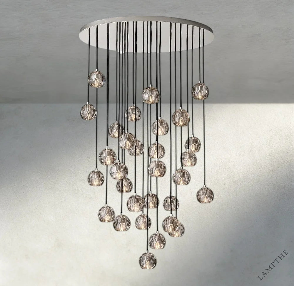 40" / Smoke / Nickle Boule De Cristal Clear/ Smoke Glass Round Cluster Chandelier 14", 19", 24", 30", 40"