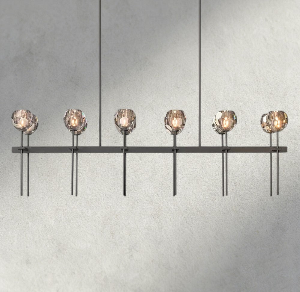 60" / Smoke / Bronze Boule De Cristal Double Linear Chandelier 60"