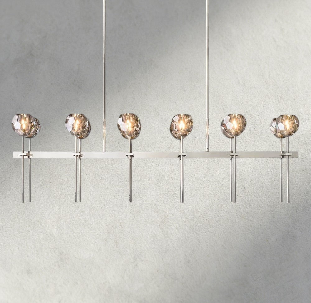 60" / Smoke / Nickle Boule De Cristal Double Linear Chandelier 60"