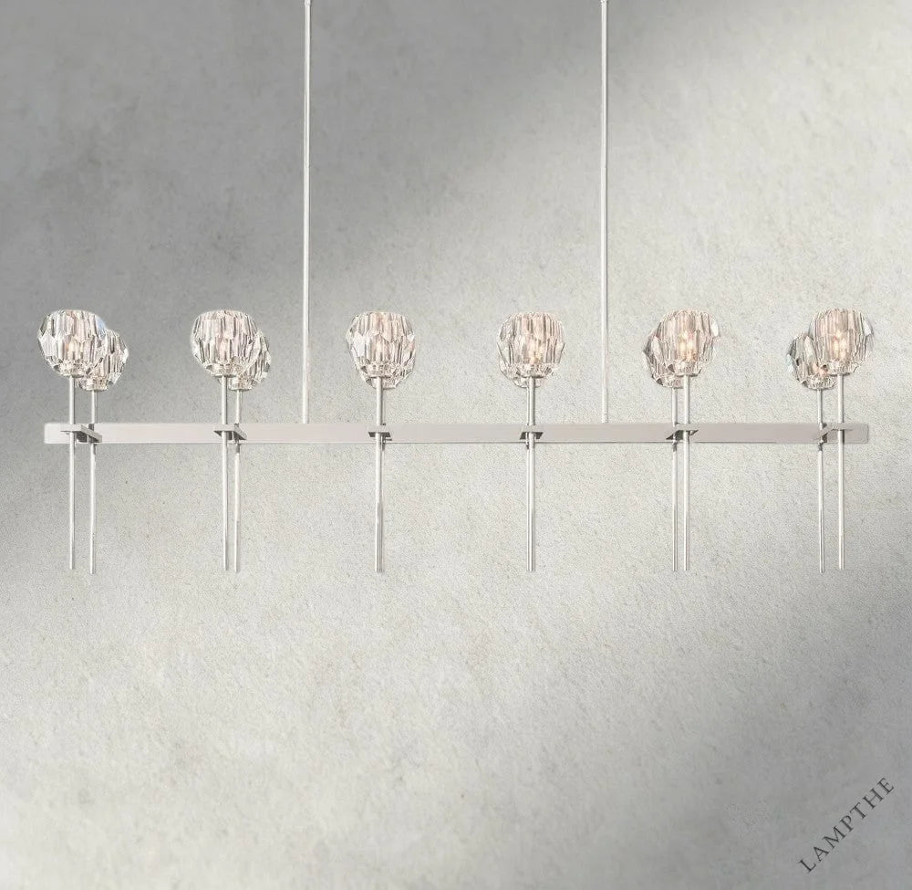 60" / Clear / Nickle Boule De Cristal Double Linear Chandelier 60"