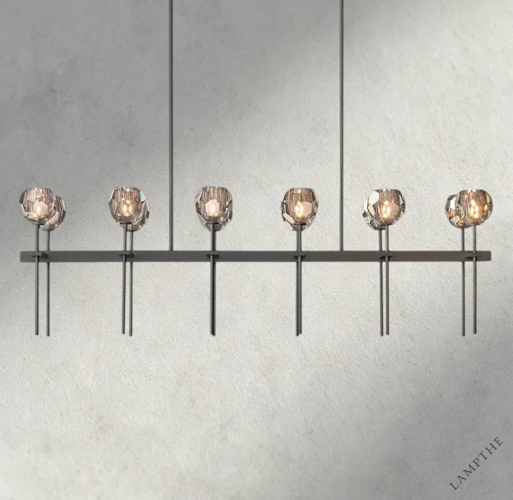 60" / Smoke / Bronze Boule De Cristal Double Linear Chandelier 60"
