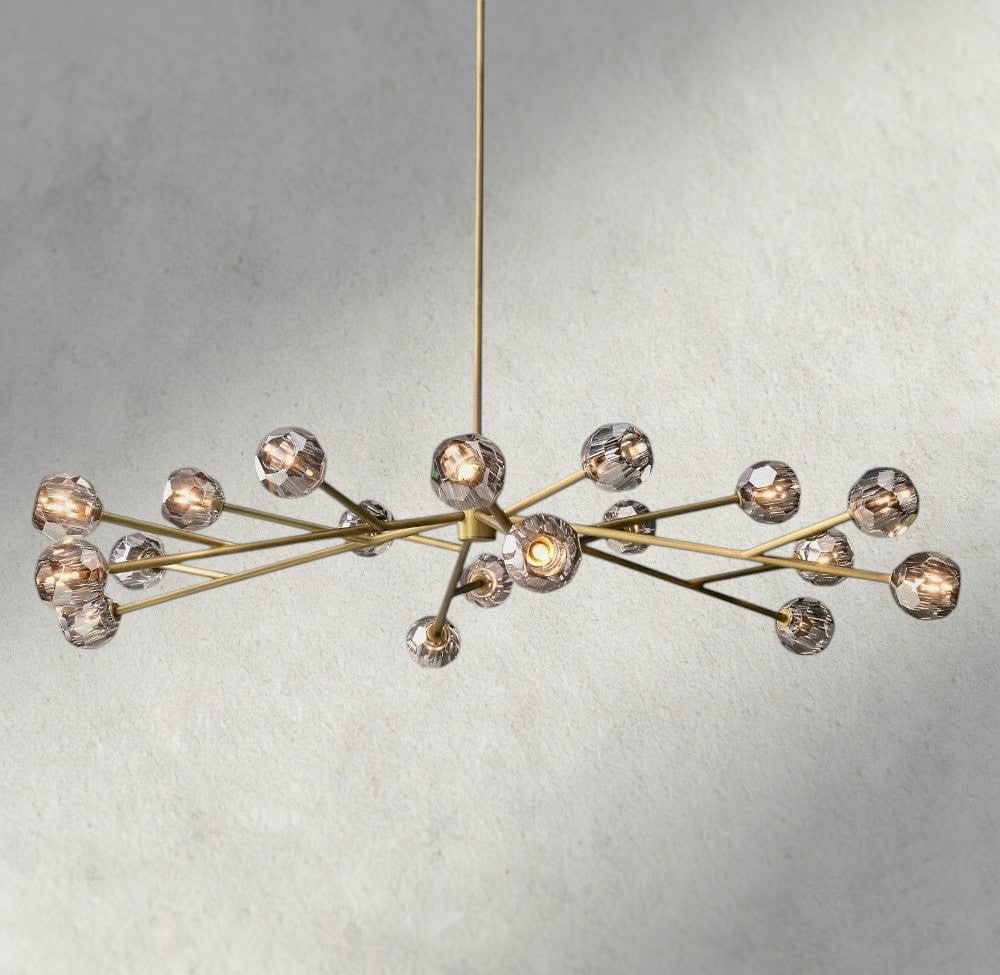 72" / Smoke / Brass Boule De Cristal Round Chandelier 24", 36", 48", 60", 72"
