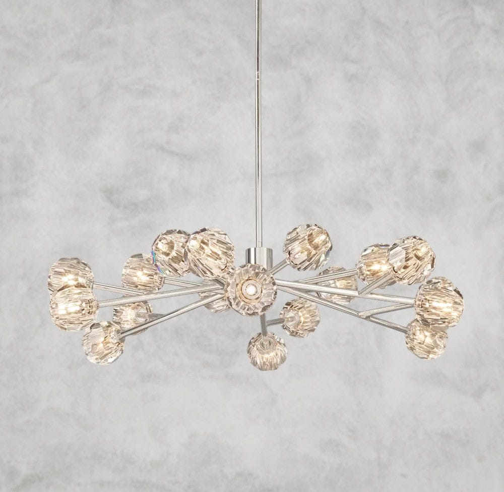 48" / Clear / Nickle Boule De Cristal Round Chandelier 24", 36", 48", 60", 72"