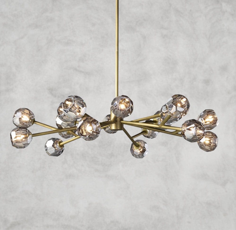 48" / Smoke / Brass Boule De Cristal Round Chandelier 24", 36", 48", 60", 72"