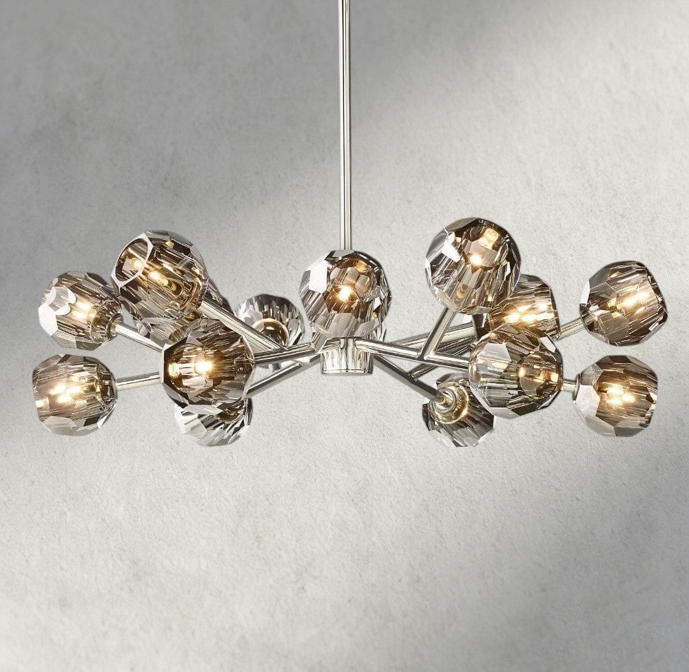 36" / Smoke / Nickle Boule De Cristal Round Chandelier 24", 36", 48", 60", 72"