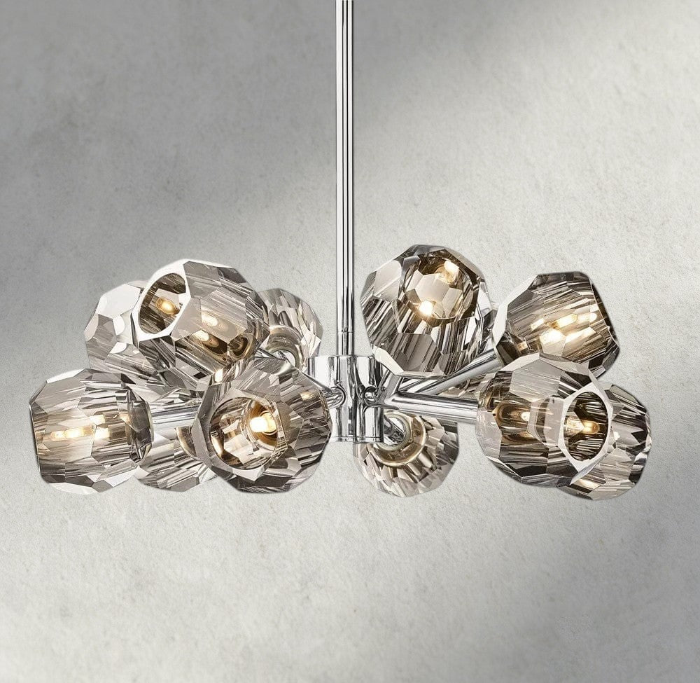 24" / Smoke / Nickle Boule De Cristal Round Chandelier 24", 36", 48", 60", 72"