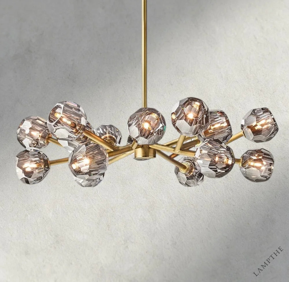 36" / Smoke / Brass Boule De Cristal Round Chandelier 24", 36", 48", 60", 72"