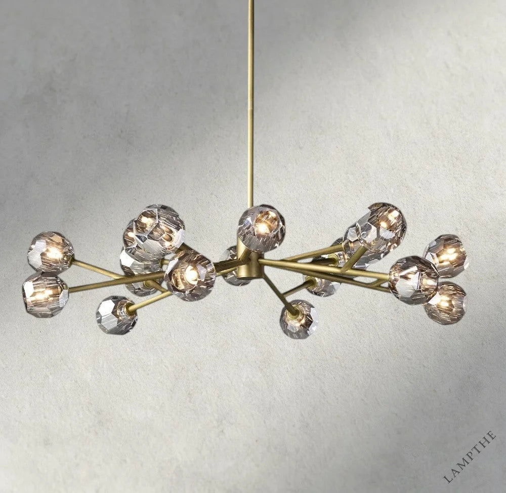 48" / Smoke / Brass Boule De Cristal Round Chandelier 24", 36", 48", 60", 72"