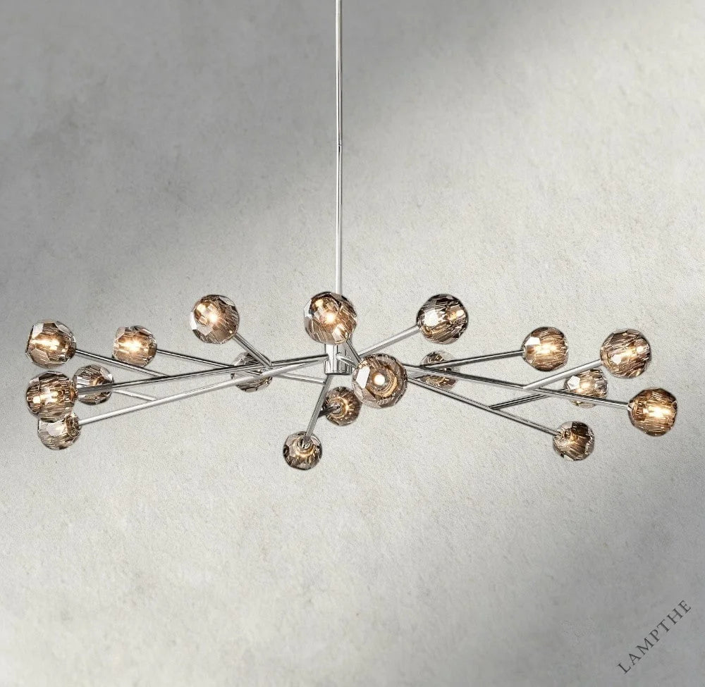 72" / Smoke / Nickle Boule De Cristal Round Chandelier 24", 36", 48", 60", 72"