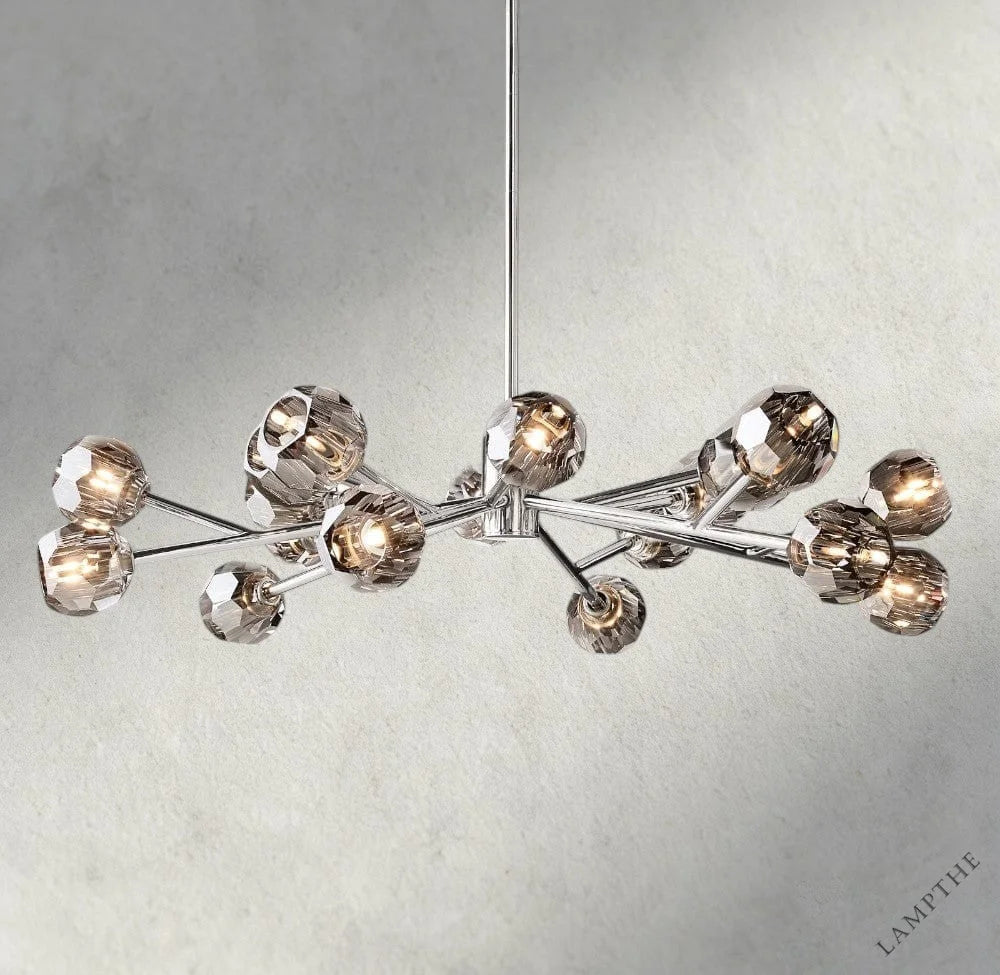 48" / Smoke / Nickle Boule De Cristal Round Chandelier 24", 36", 48", 60", 72"