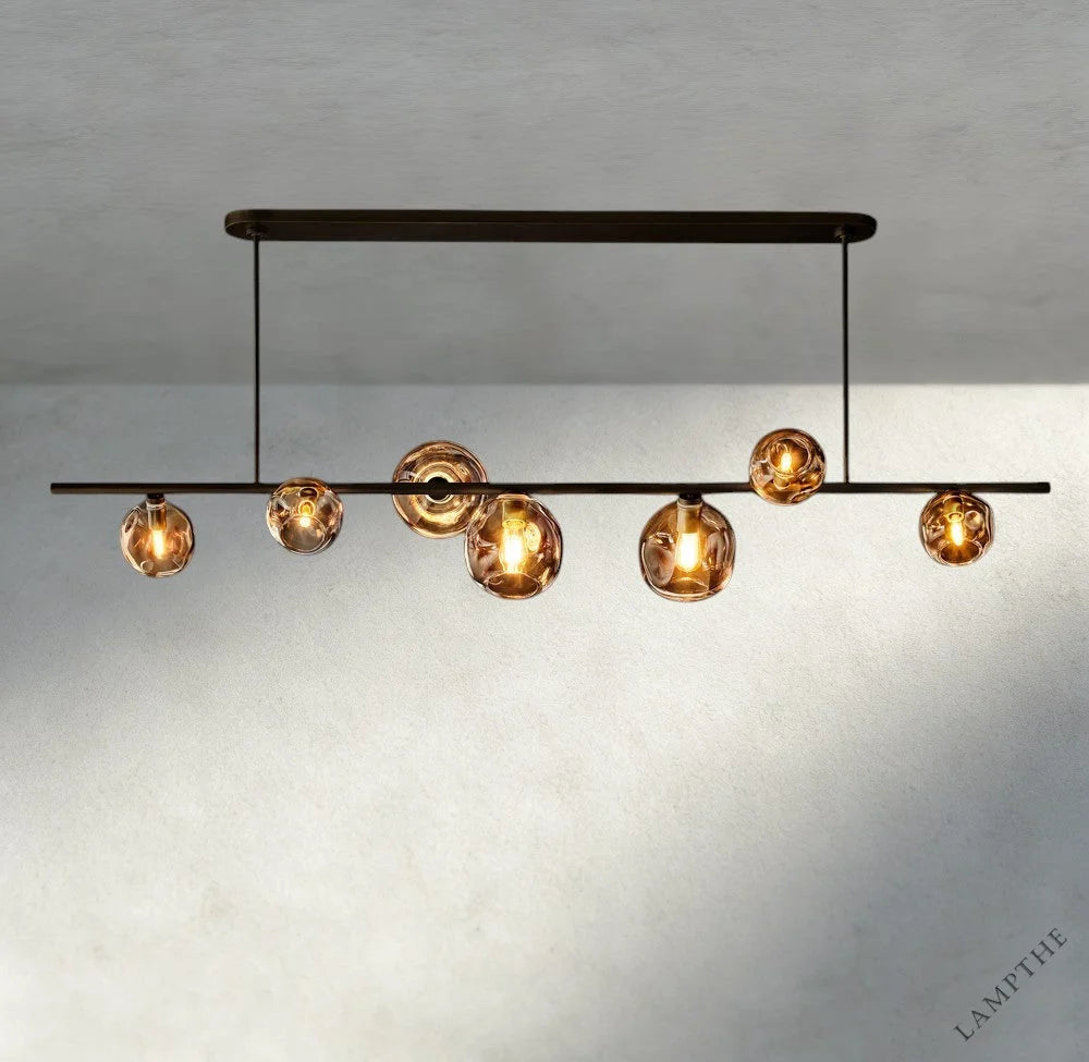 Bubble Smoke Glass Linear Chandelier