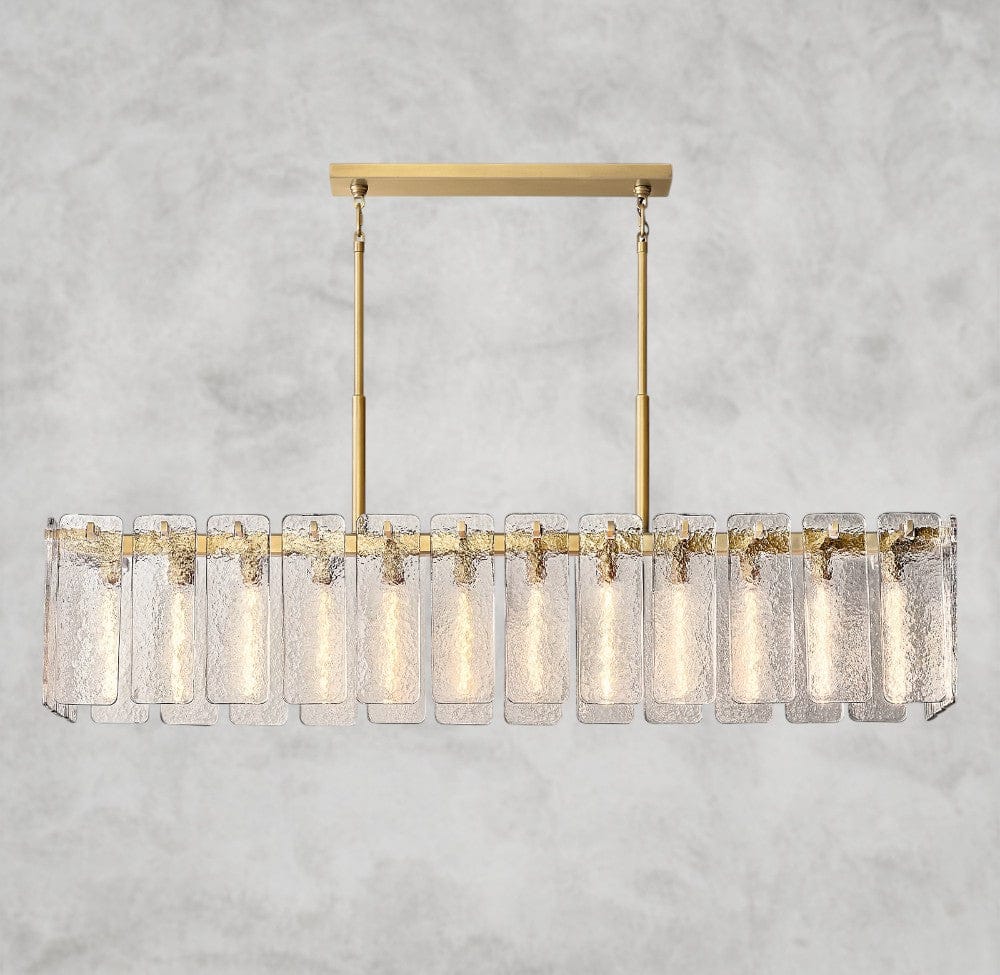 72" / Brass Calamette Glass Rectangular Chandelier 60", 72"