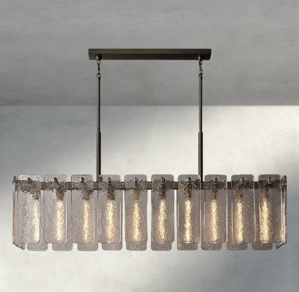 60" / Bronze Calamette Glass Rectangular Chandelier 60", 72"