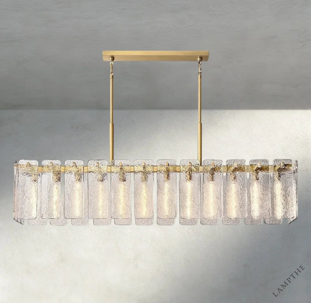 72" / Brass Calamette Glass Rectangular Chandelier 60", 72"
