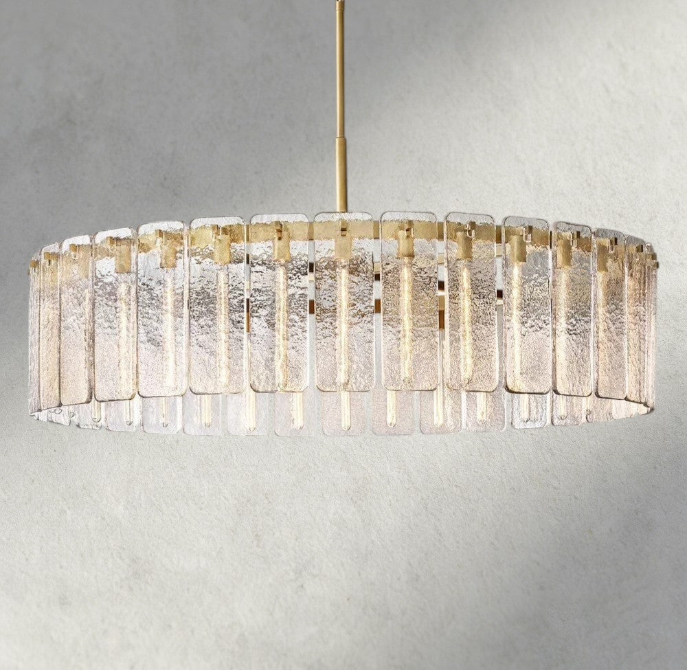 60" / Brass Calamette Glass Round Chandelier 36", 48", 60"