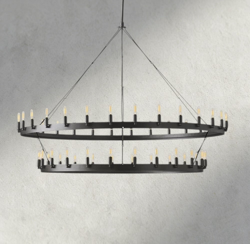 63" / Bronze Camino Vintage Filament Two-Tier Chandelier 38", 50", 63", 71"