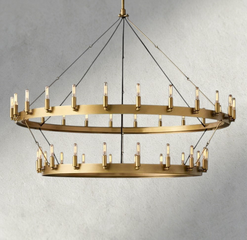 50" / Brass Camino Vintage Filament Two-Tier Chandelier 38", 50", 63", 71"