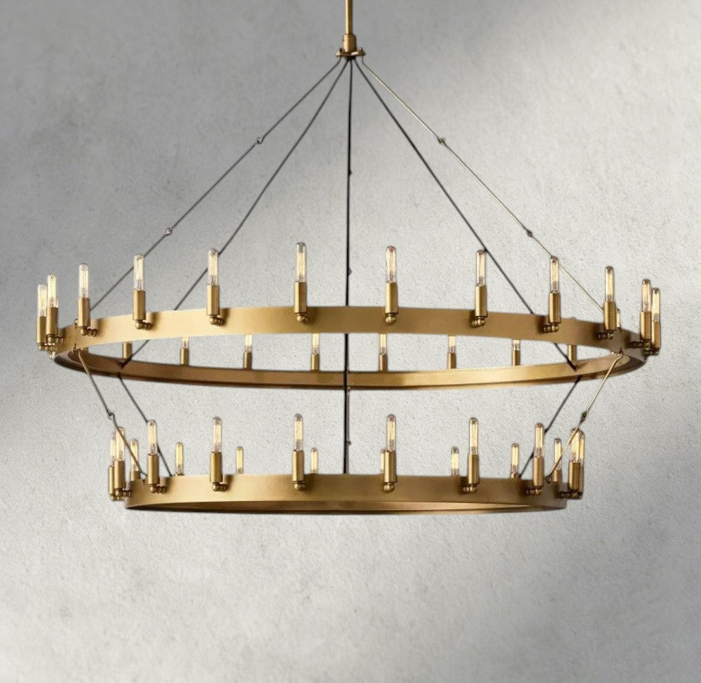 38" / Brass Camino Vintage Filament Two-Tier Chandelier 38", 50", 63", 71"