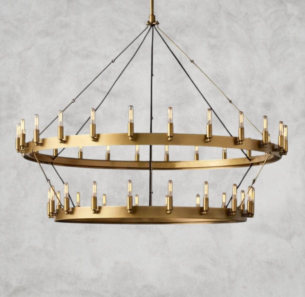 38" / Brass Camino Vintage Filament Two-Tier Chandelier 38", 50", 63", 71"