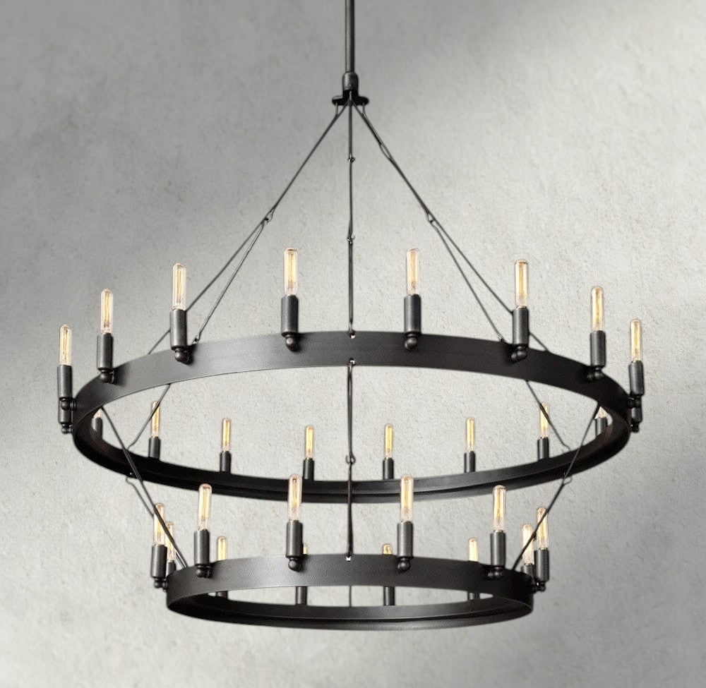 38" / Bronze Camino Vintage Filament Two-Tier Chandelier 38", 50", 63", 71"