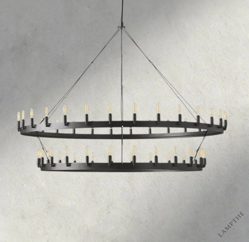 63" / Bronze Camino Vintage Filament Two-Tier Chandelier 38", 50", 63", 71"