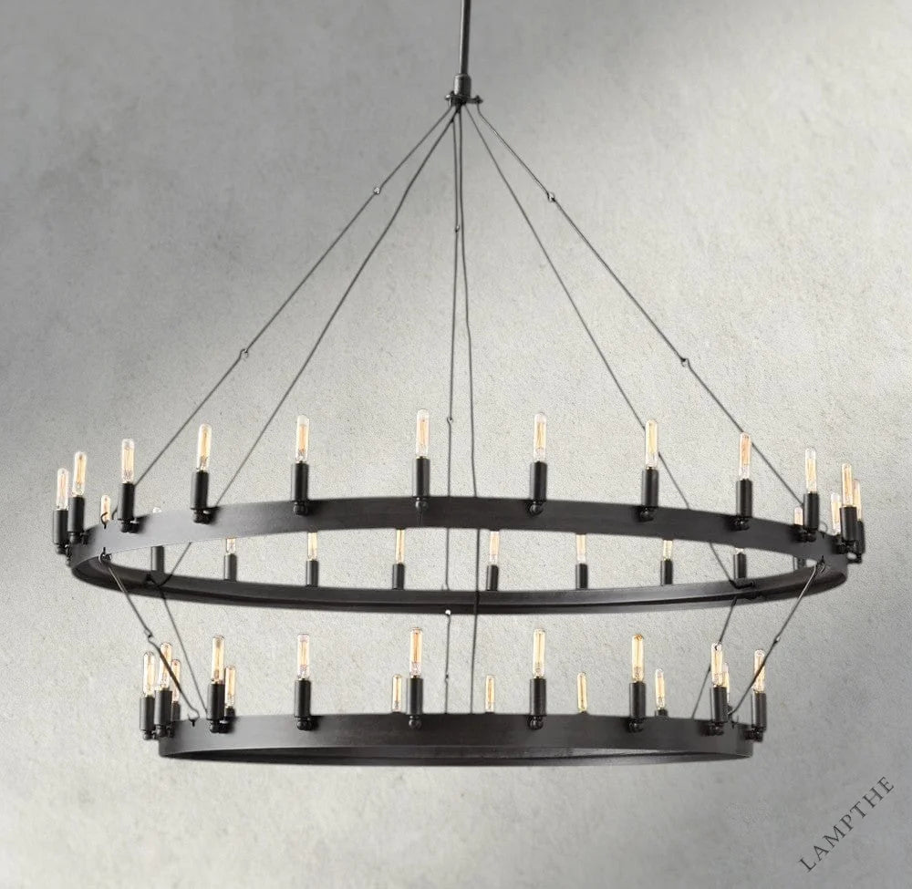 50" / Bronze Camino Vintage Filament Two-Tier Chandelier 38", 50", 63", 71"