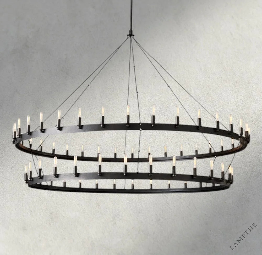 73" / Bronze Camino Vintage Filament Two-Tier Chandelier 38", 50", 63", 71"
