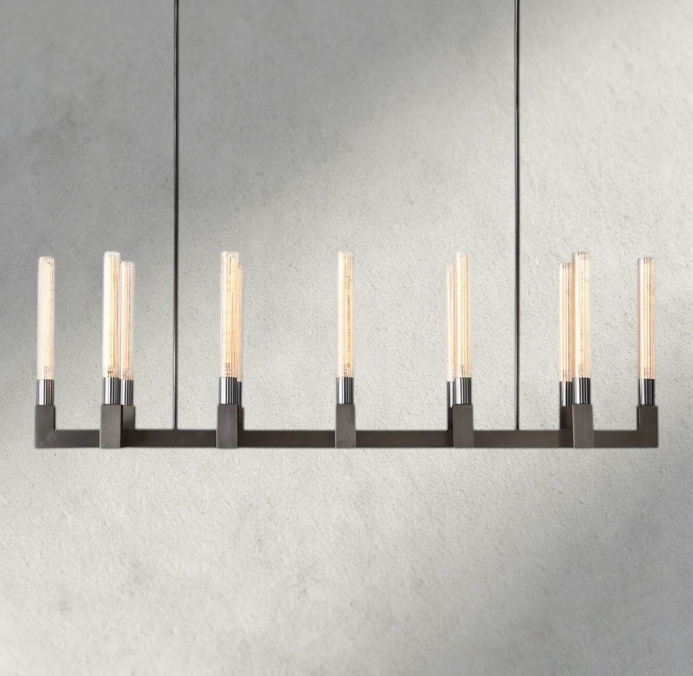 55" / Bronze Cannele Linear Chandelier 55", 67"