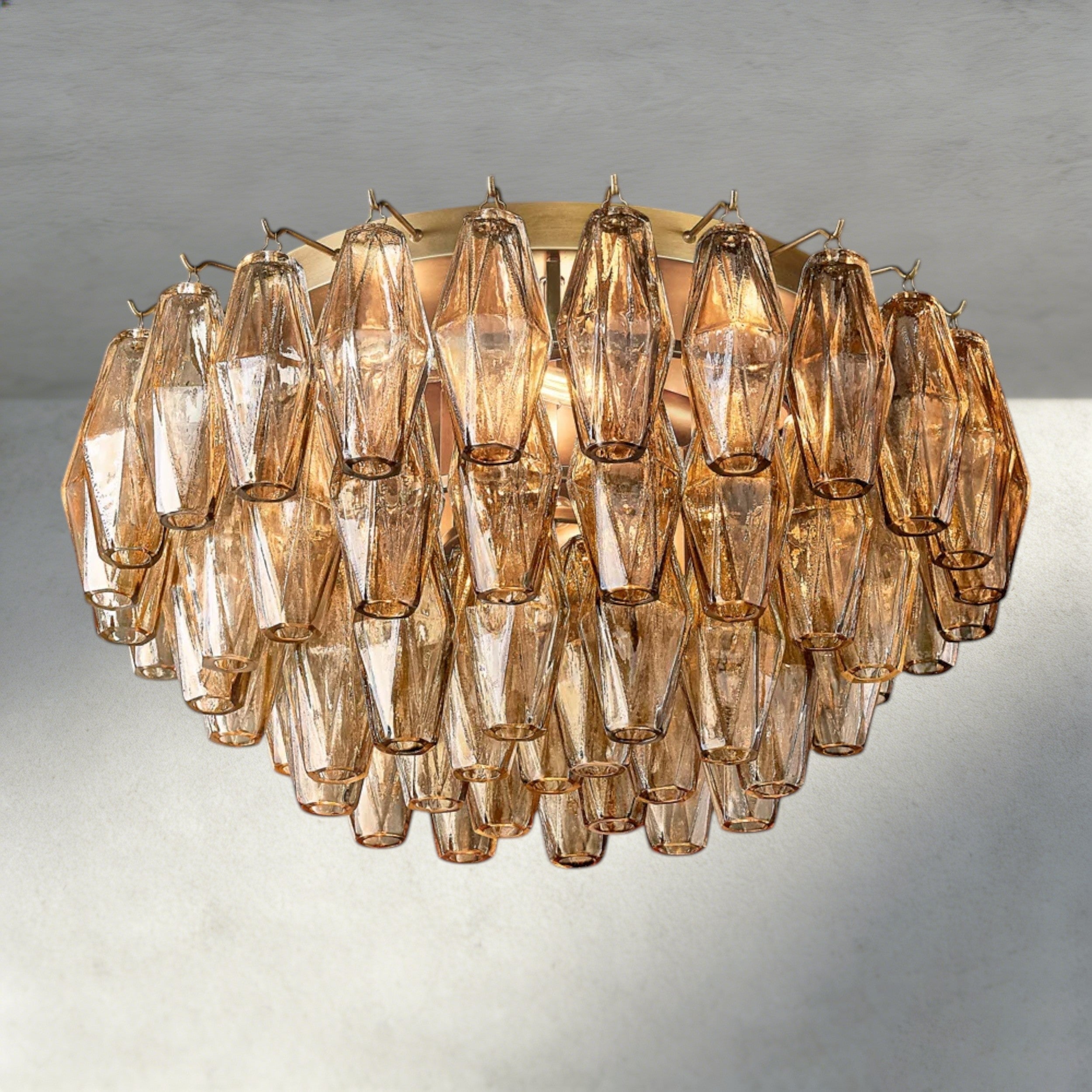 22" / Brass / Smoke Chiara Clear/ Smoke Glass Flushmount 17", 22"