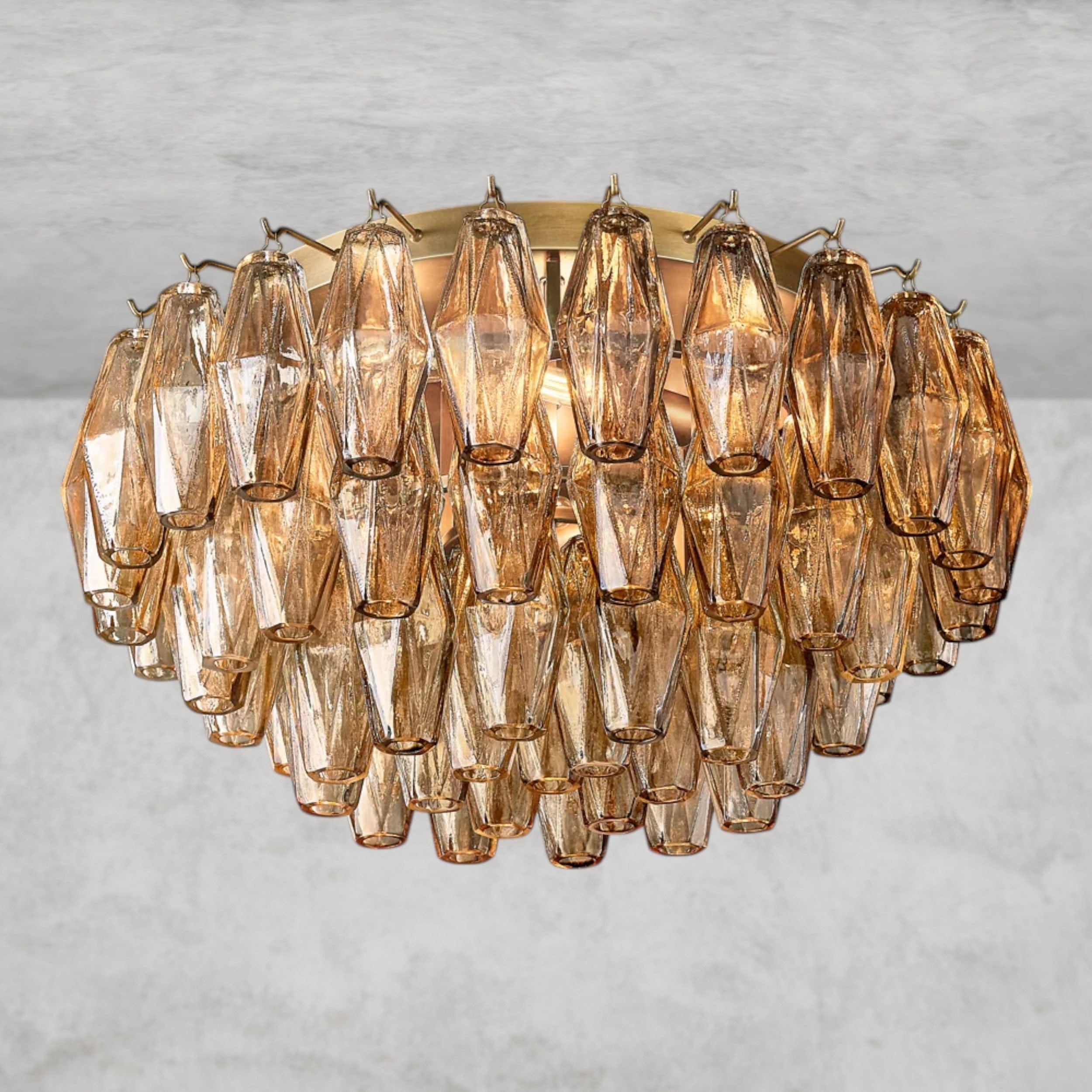 22" / Brass / Smoke Chiara Clear/ Smoke Glass Flushmount 17", 22"