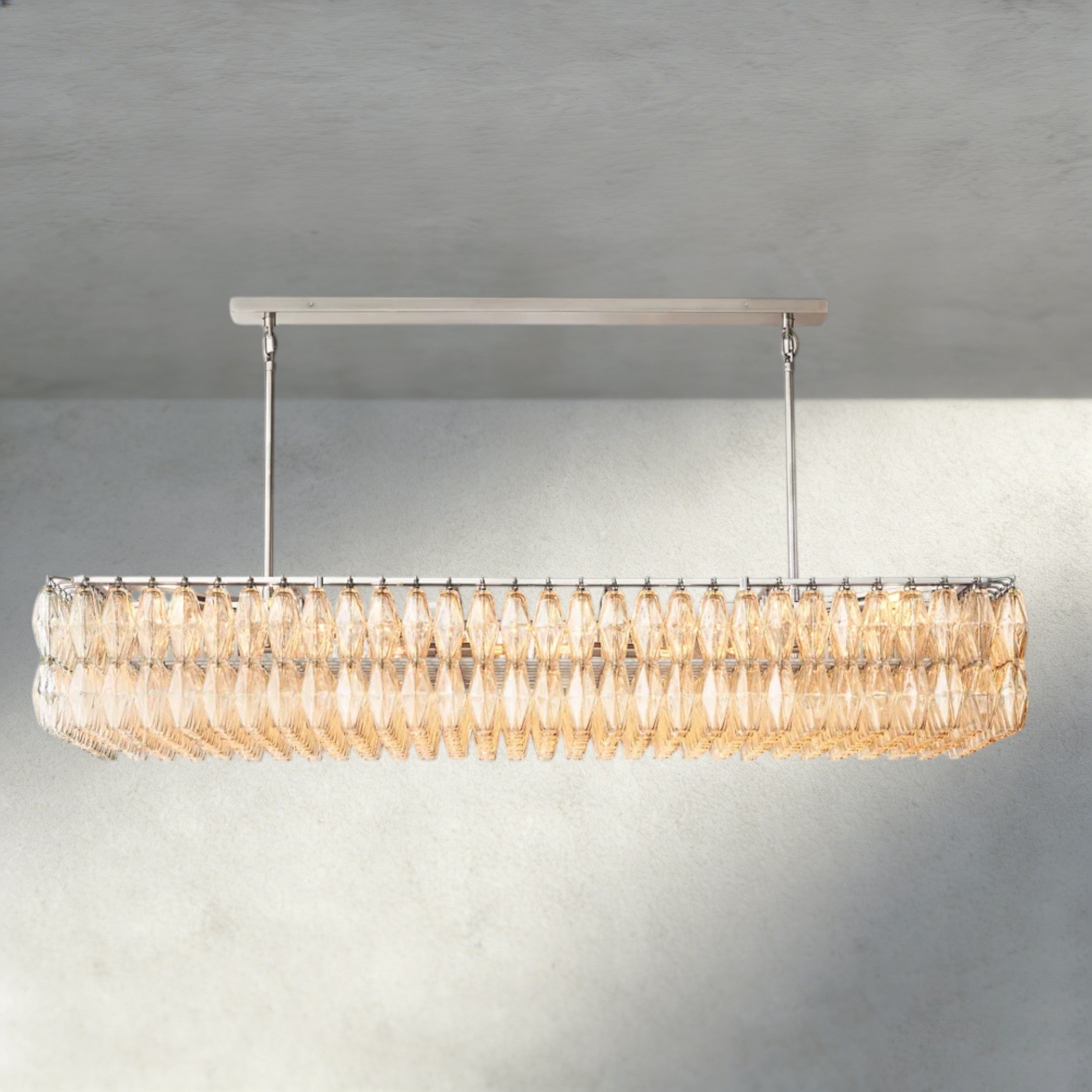 74" / Clear / Nickle CHIARA CLEAR/ SMOKE GLASS RECTANGULAR CHANDELIER 54", 74"