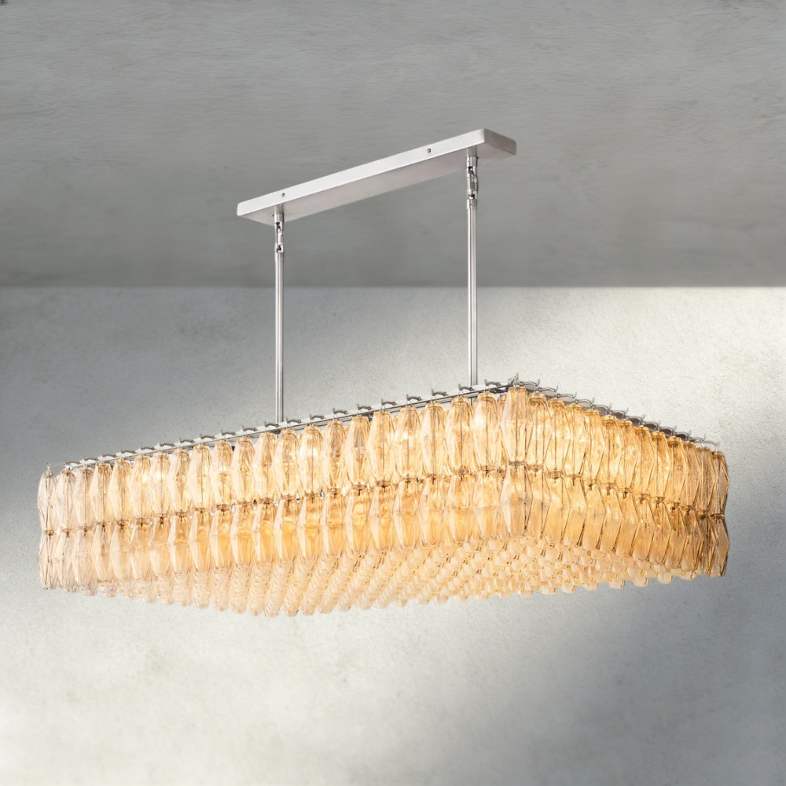 CHIARA CLEAR/ SMOKE GLASS RECTANGULAR CHANDELIER 54", 74"