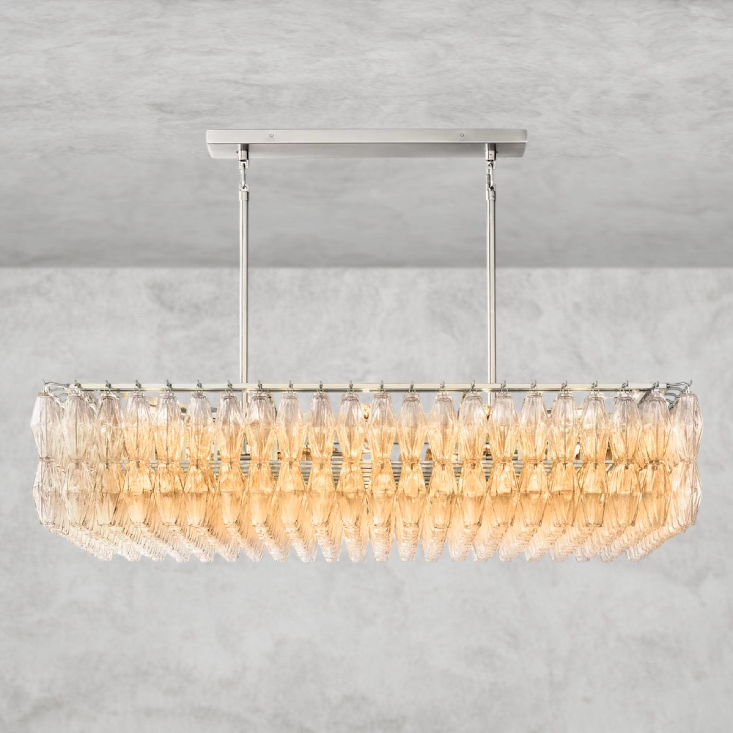 54" / Clear / Nickle CHIARA CLEAR/ SMOKE GLASS RECTANGULAR CHANDELIER 54", 74"