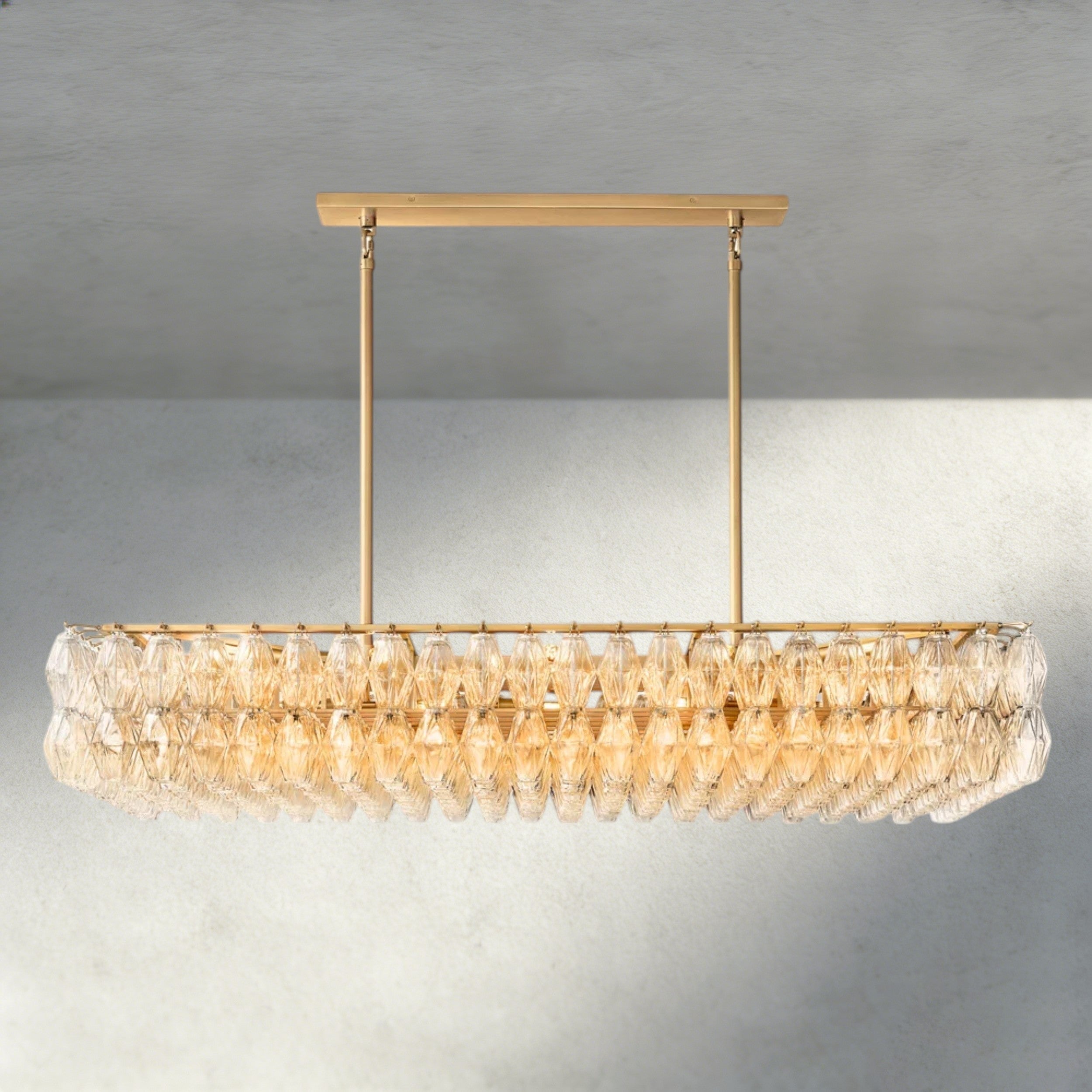 54" / Clear / Brass CHIARA CLEAR/ SMOKE GLASS RECTANGULAR CHANDELIER 54", 74"