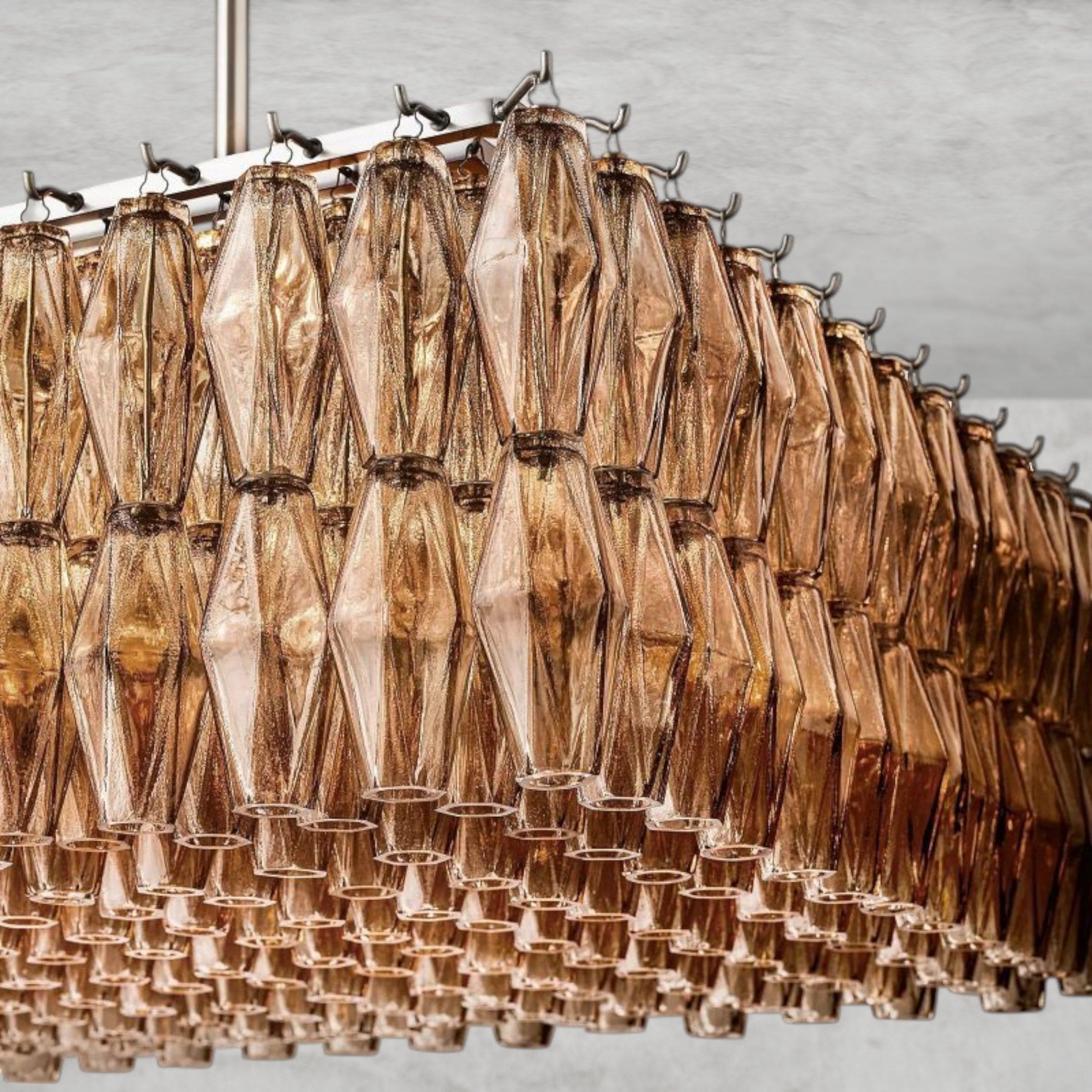 CHIARA CLEAR/ SMOKE GLASS RECTANGULAR CHANDELIER 54", 74"