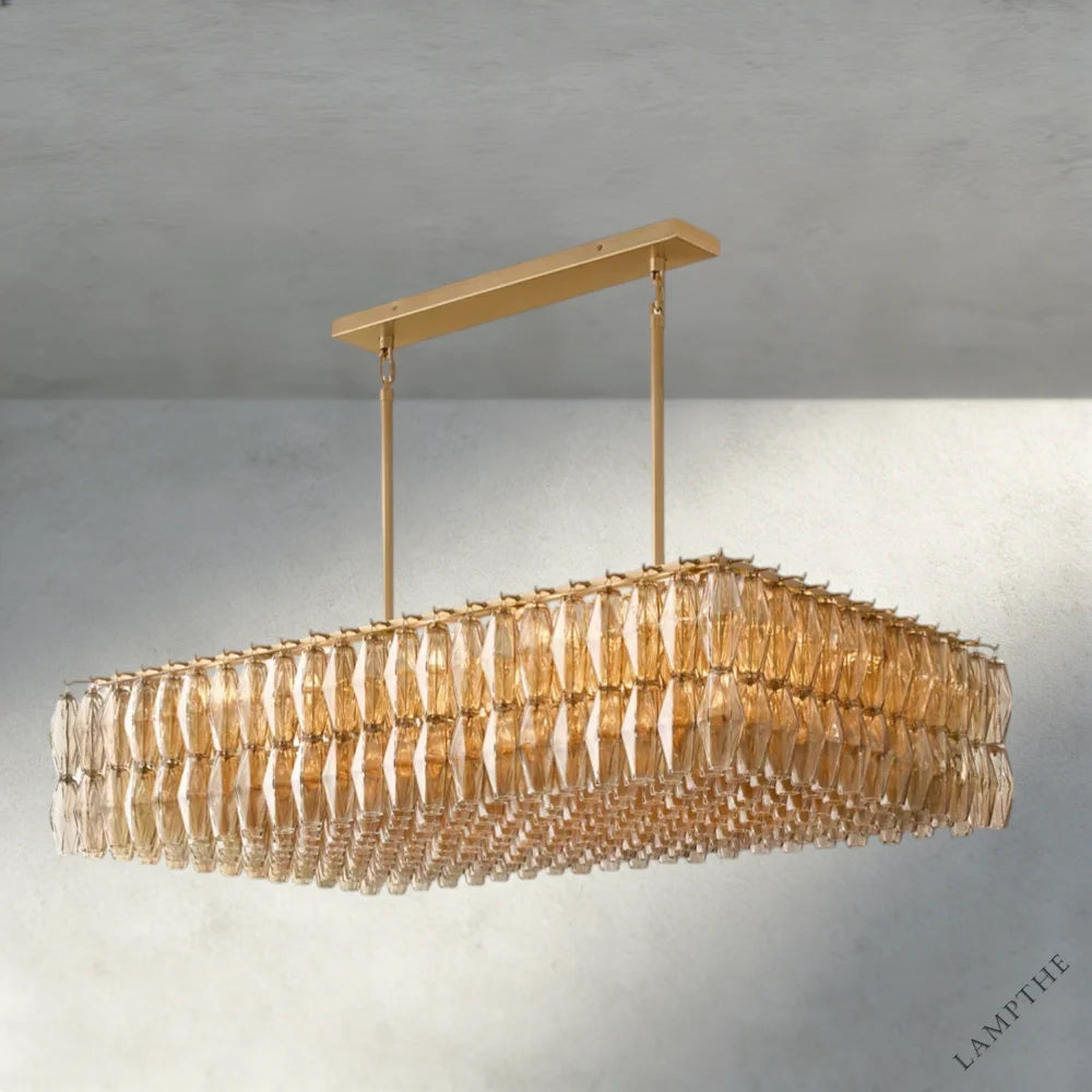 CHIARA CLEAR/ SMOKE GLASS RECTANGULAR CHANDELIER 54", 74"