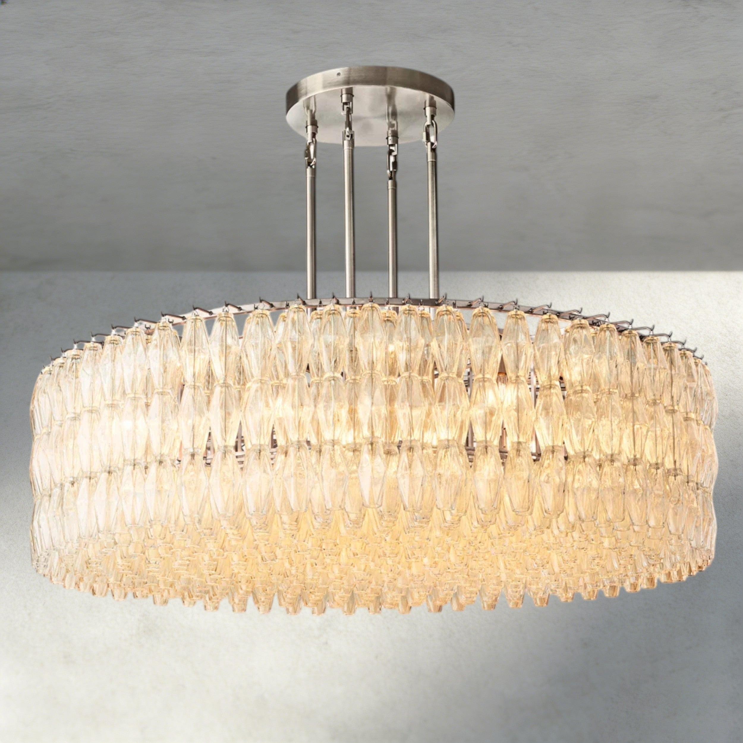 62" / Clear / Nickle CHIARA CLEAR/ SMOKE GLASS ROUND CHANDELIER 37", 47", 62"